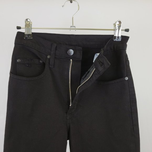 NOBODY Denim Belle High Rise Flare Crop Distressed Torn Jean, Black - Picture 11 of 15